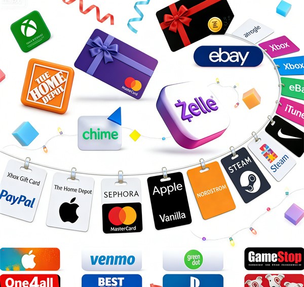 Gift card brands collage